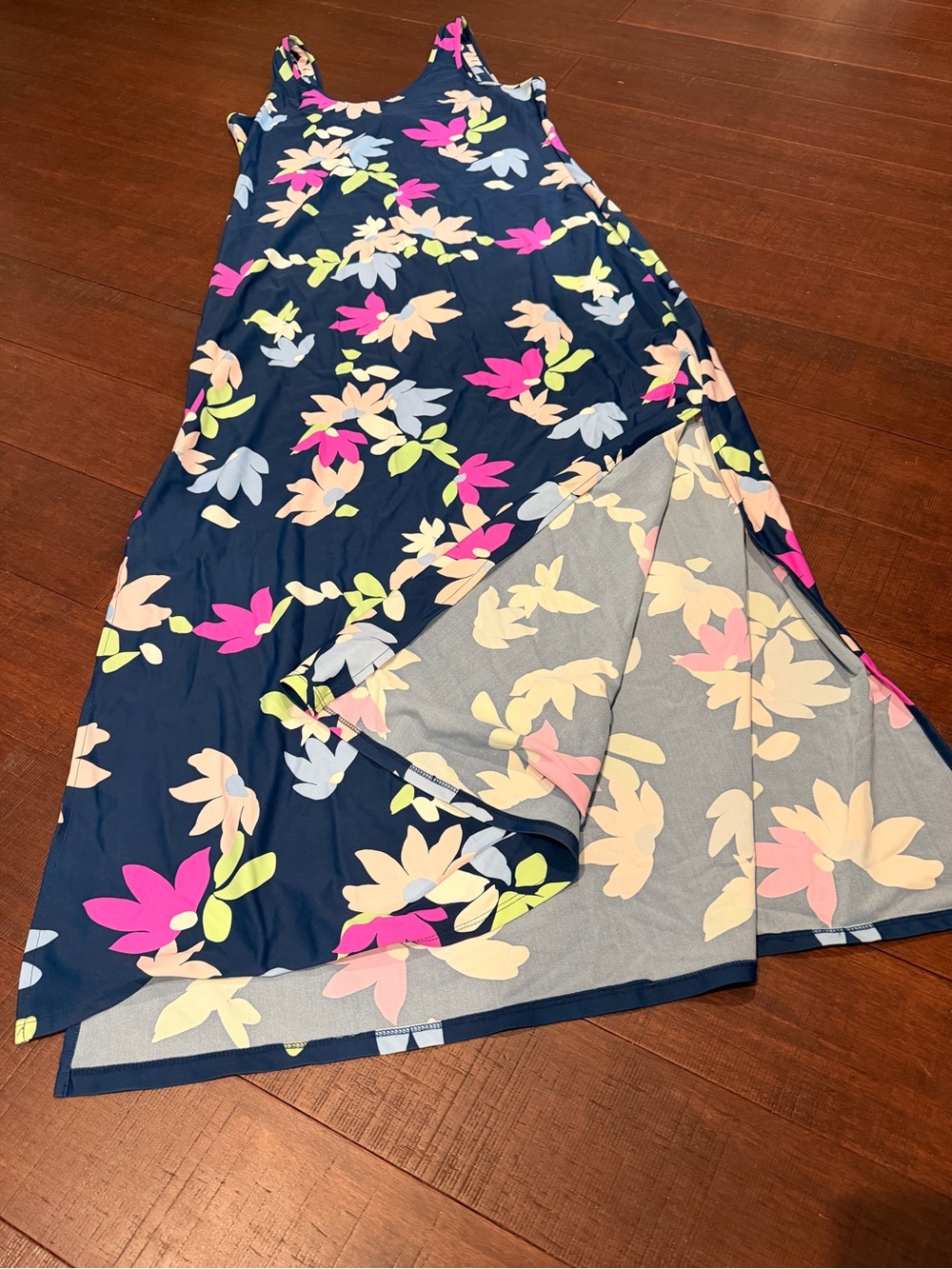 Beach-Ready Navy Floral Maxi Dress